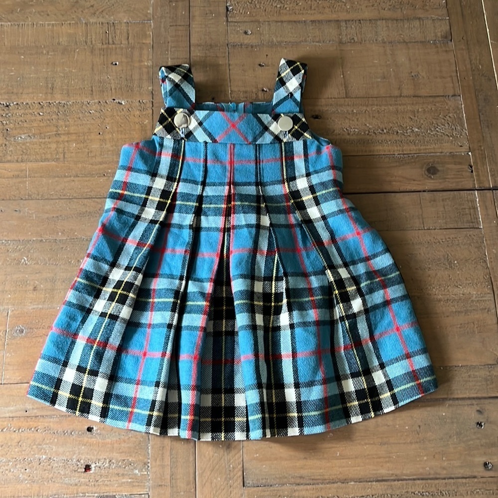 Florence Eiseman blue plaid pleated jumper